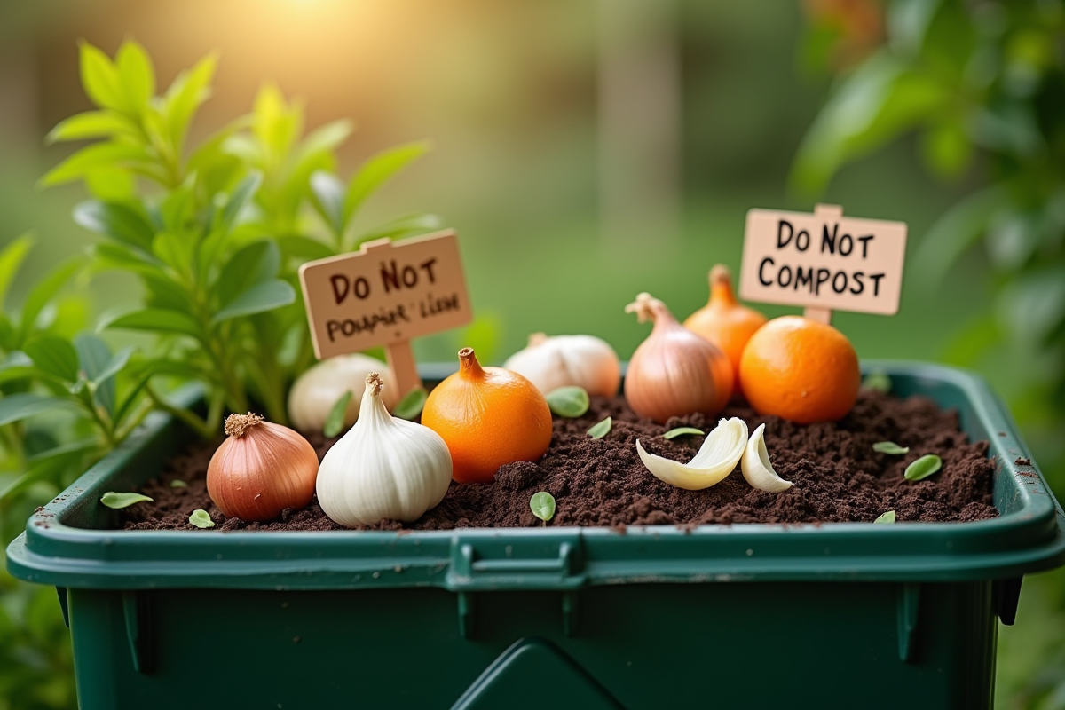 Composteur extérieur avec déchets de légumes frais