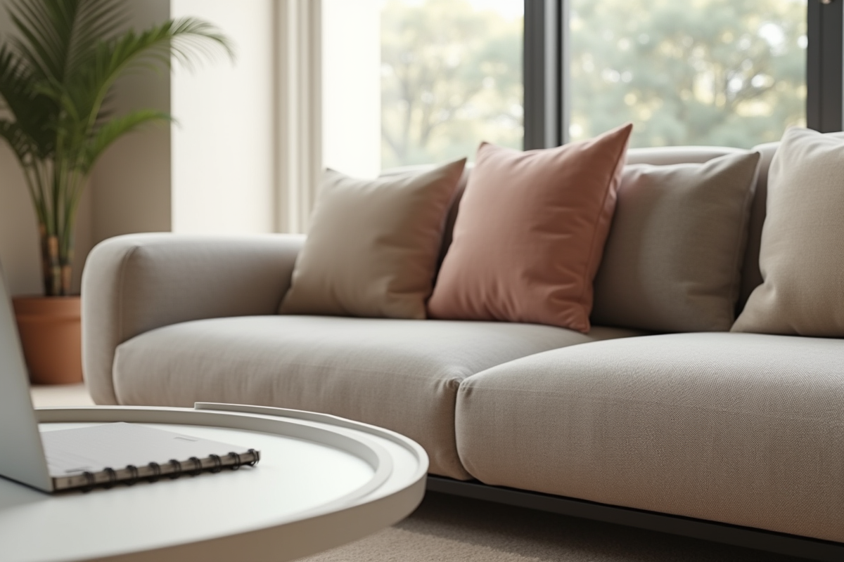 Zoom sur un canapé Poltronesofa en intérieur minimaliste