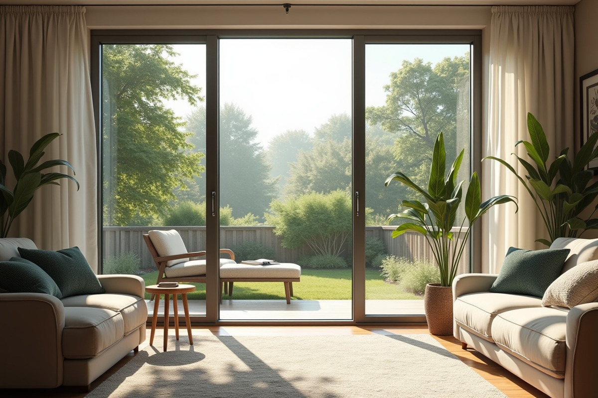 Fenetres double vitrage dans un salon lumineux et cosy