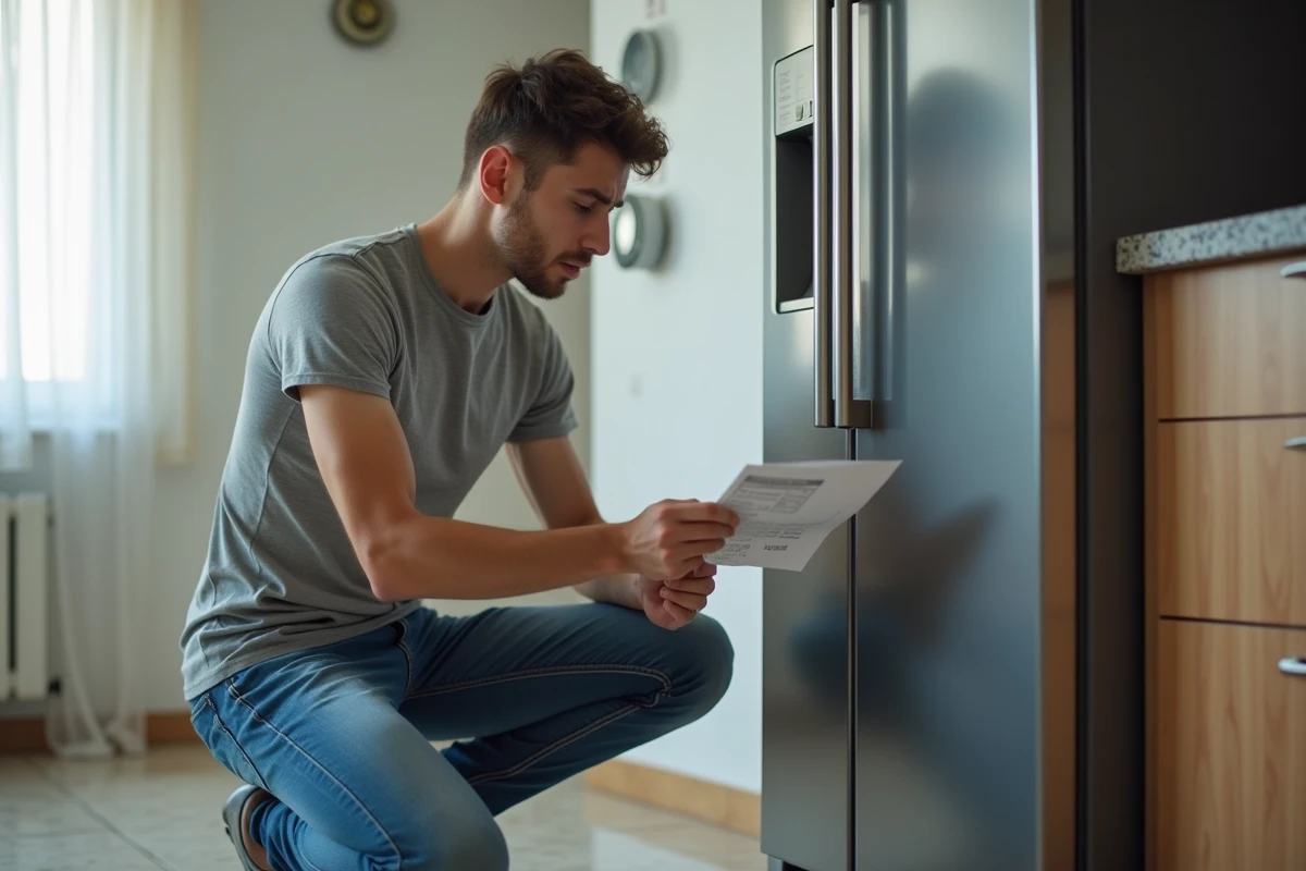 Jeune homme regardant sa facture d