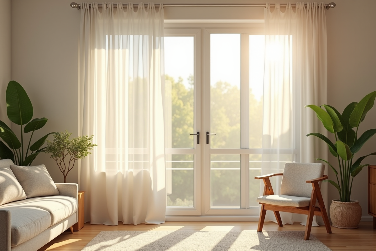 Lumiere du matin dans un salon propre et paisible